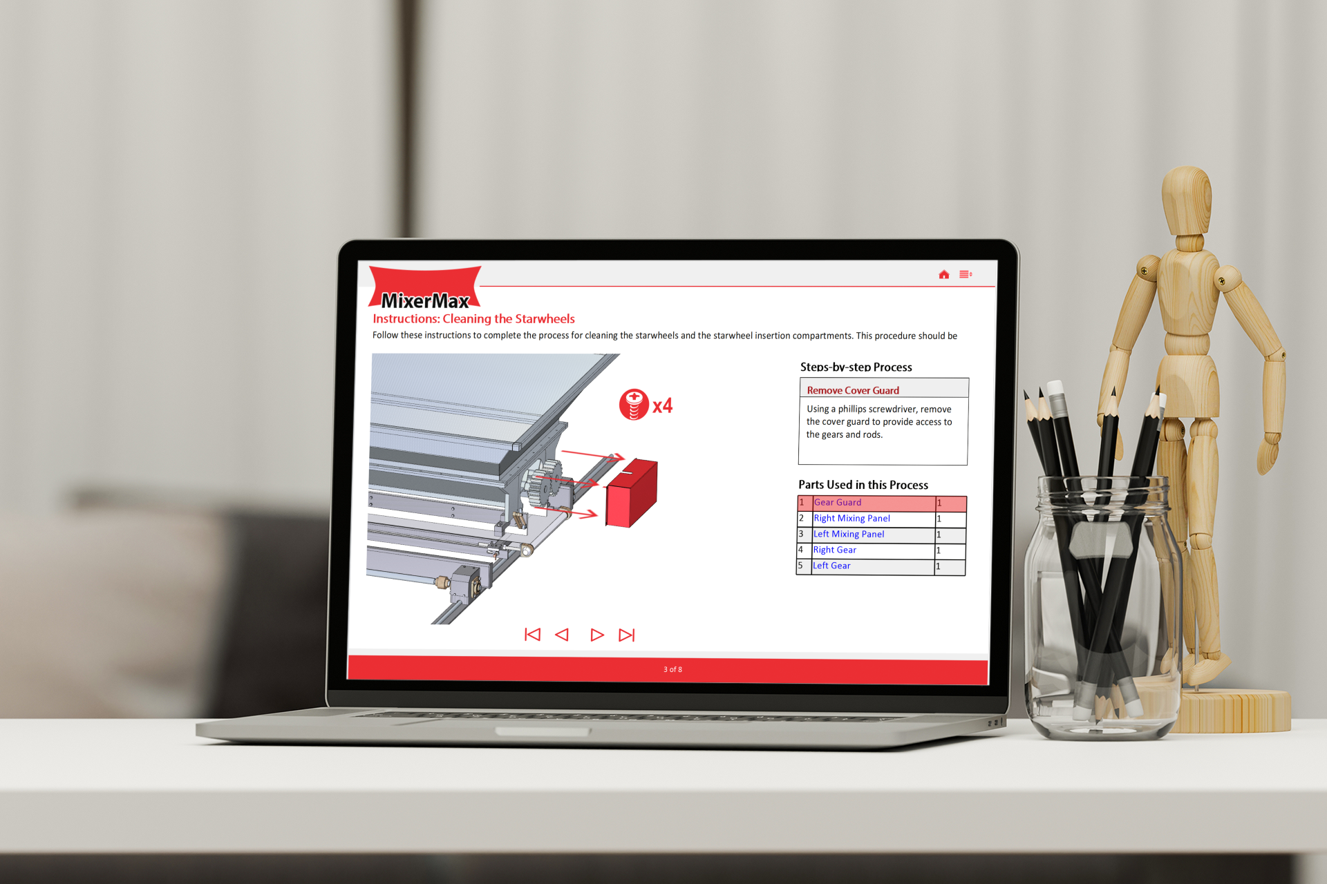 Interactive work instructions on a laptop